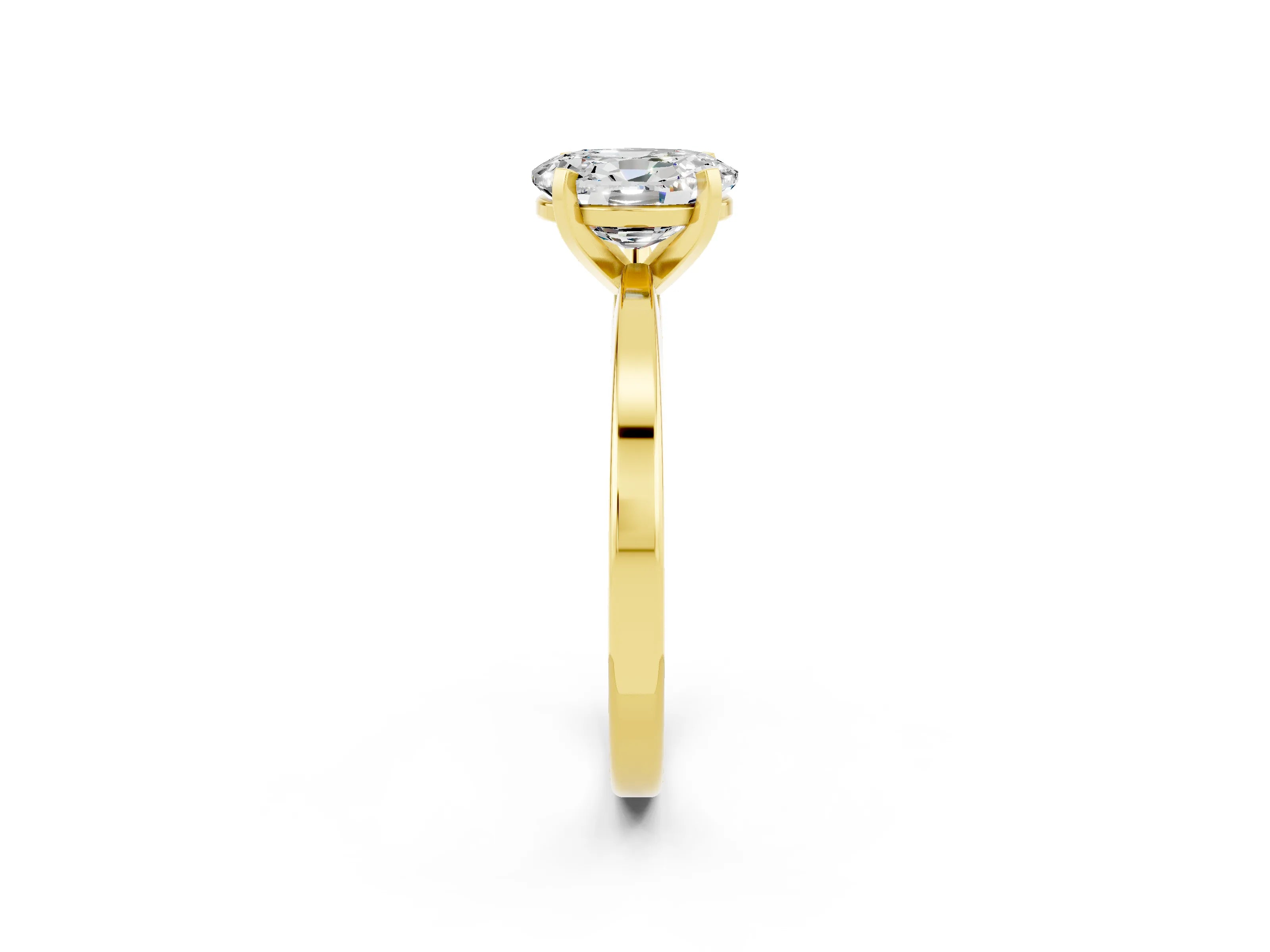 Yellow gold Oval Cut Moissanite Solitaire Engagement Ring with Classic Band and Four-Prong Setting_26
