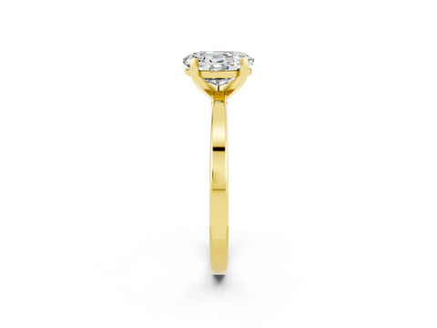 Yellow gold Oval Cut Moissanite Solitaire Engagement Ring with Classic Band and Four-Prong Setting_26
