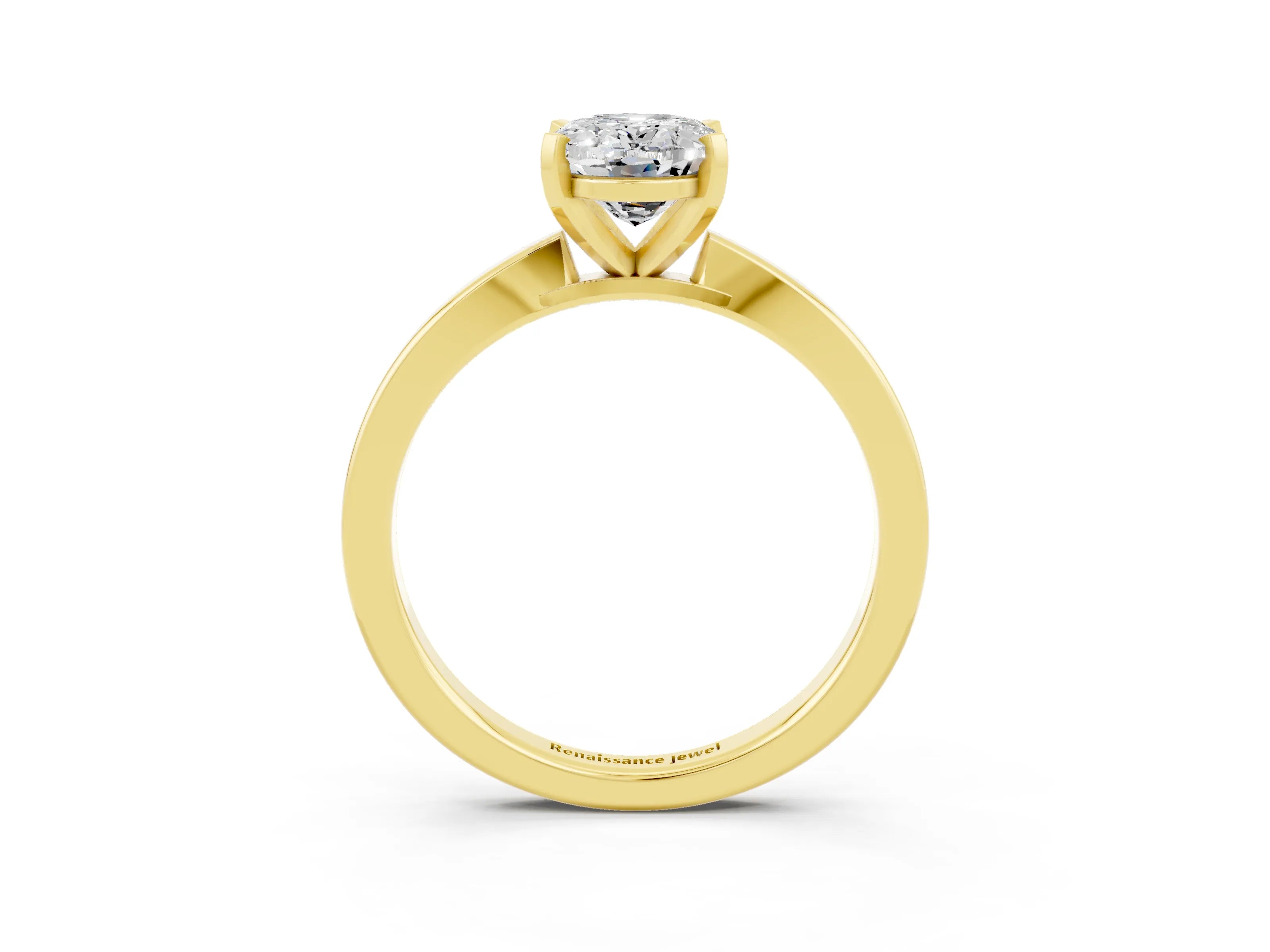 Yellow gold Oval Cut Moissanite Solitaire Engagement Ring with Classic Band and Four-Prong Setting_27