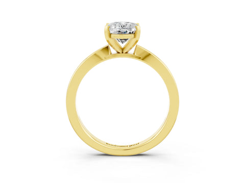 Yellow gold Oval Cut Moissanite Solitaire Engagement Ring with Classic Band and Four-Prong Setting_27