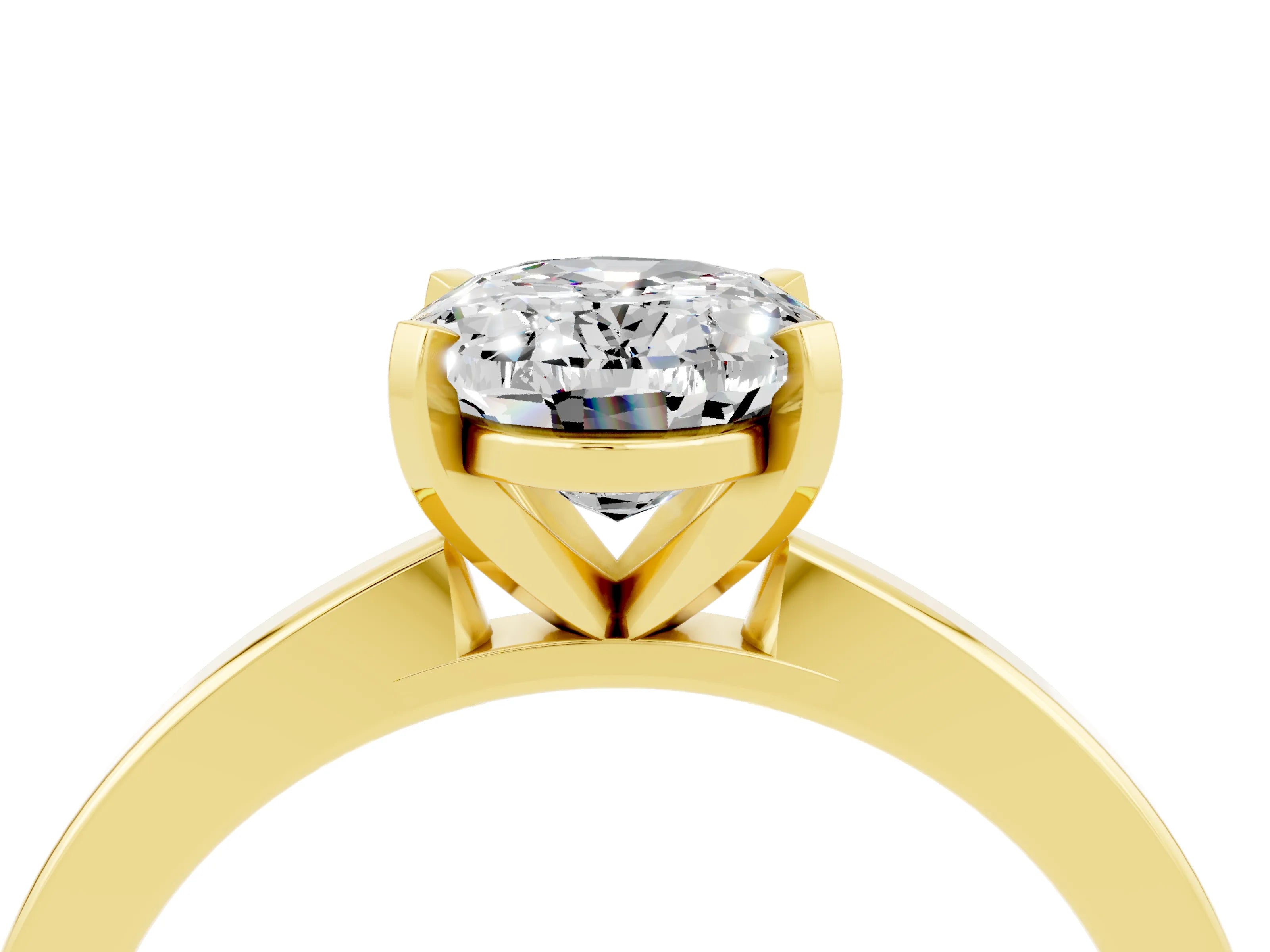 Yellow gold Oval Cut Moissanite Solitaire Engagement Ring with Classic Band and Four-Prong Setting_28