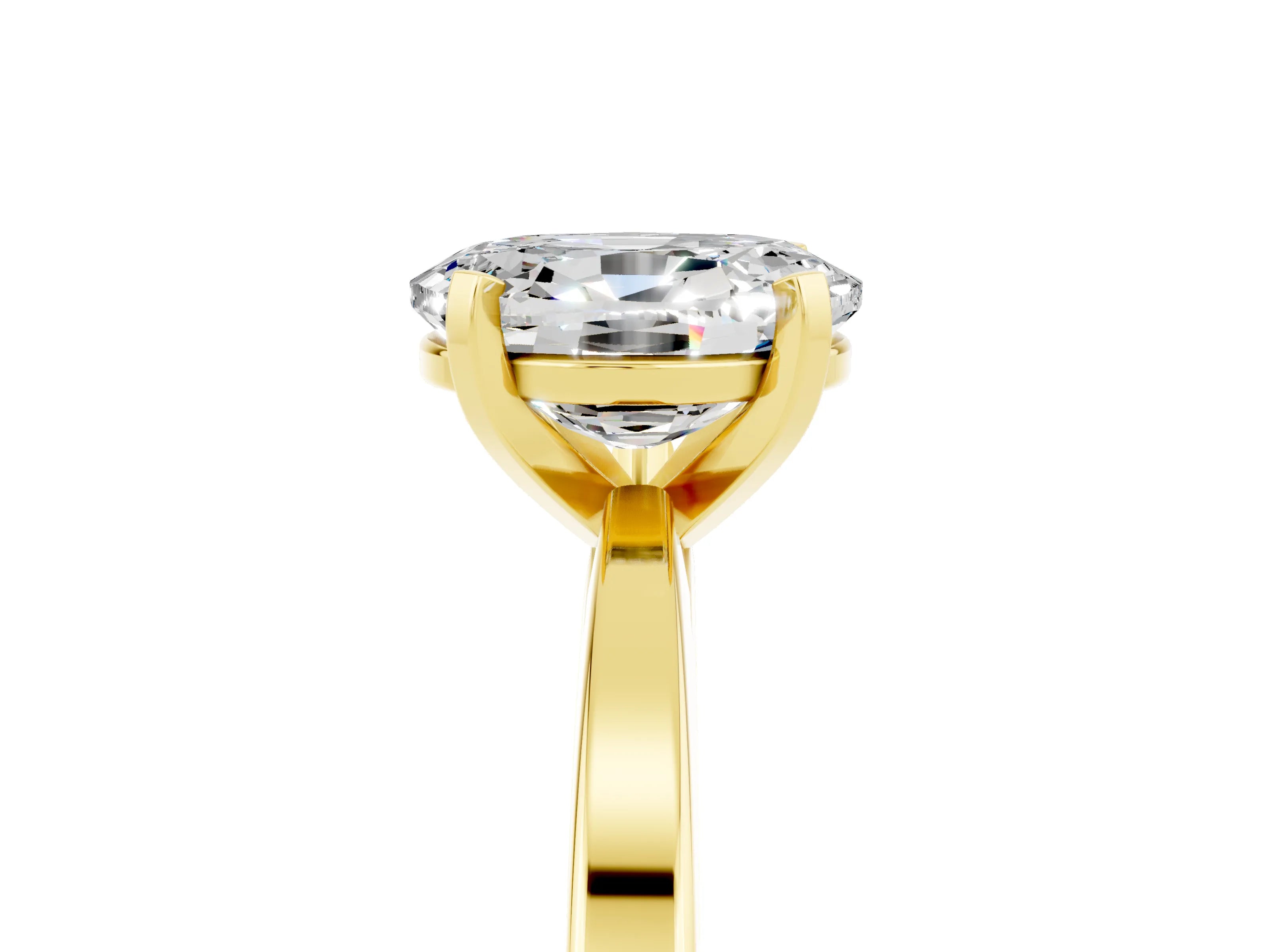 Yellow gold Oval Cut Moissanite Solitaire Engagement Ring with Classic Band and Four-Prong Setting_29