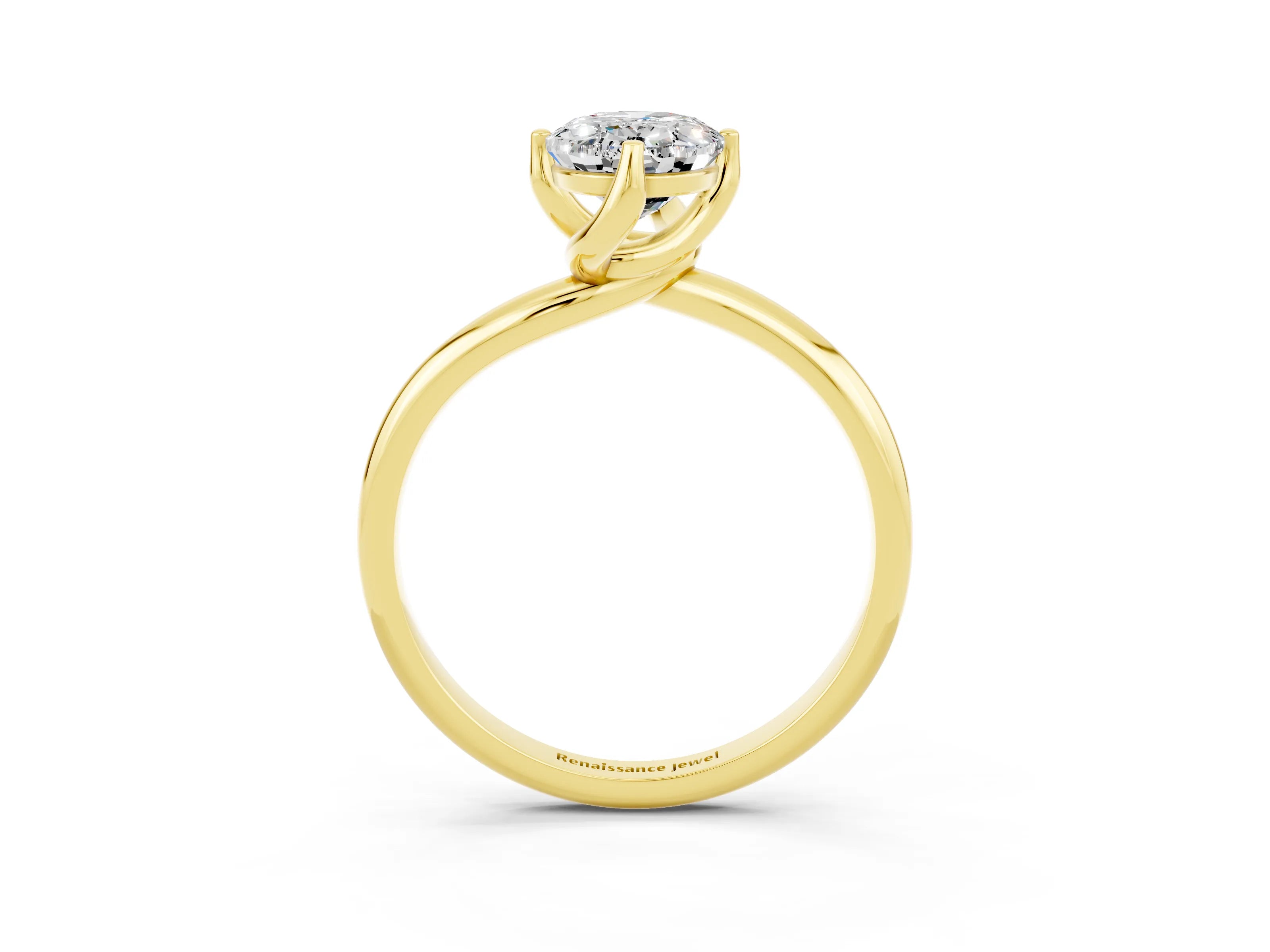 Yellow gold Oval Cut Moissanite Solitaire Engagement Ring with Four-Prong Setting and Classic Band_15