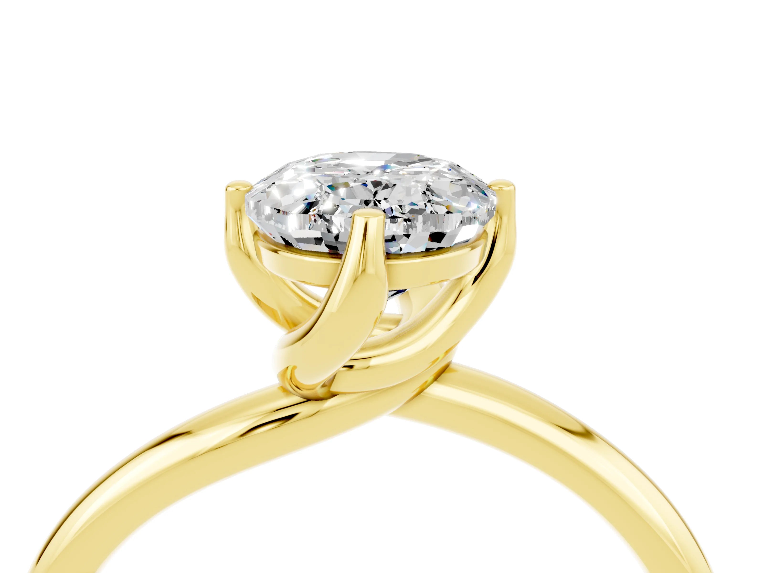 Yellow gold Oval Cut Moissanite Solitaire Engagement Ring with Four-Prong Setting and Classic Band_16