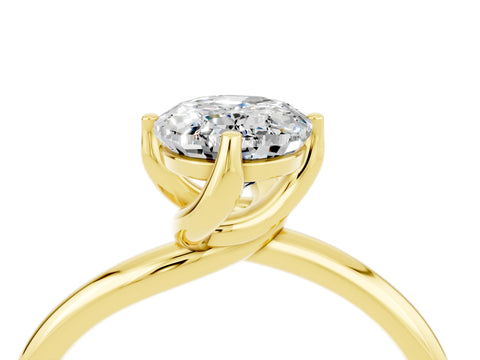 Yellow gold Oval Cut Moissanite Solitaire Engagement Ring with Four-Prong Setting and Classic Band_16