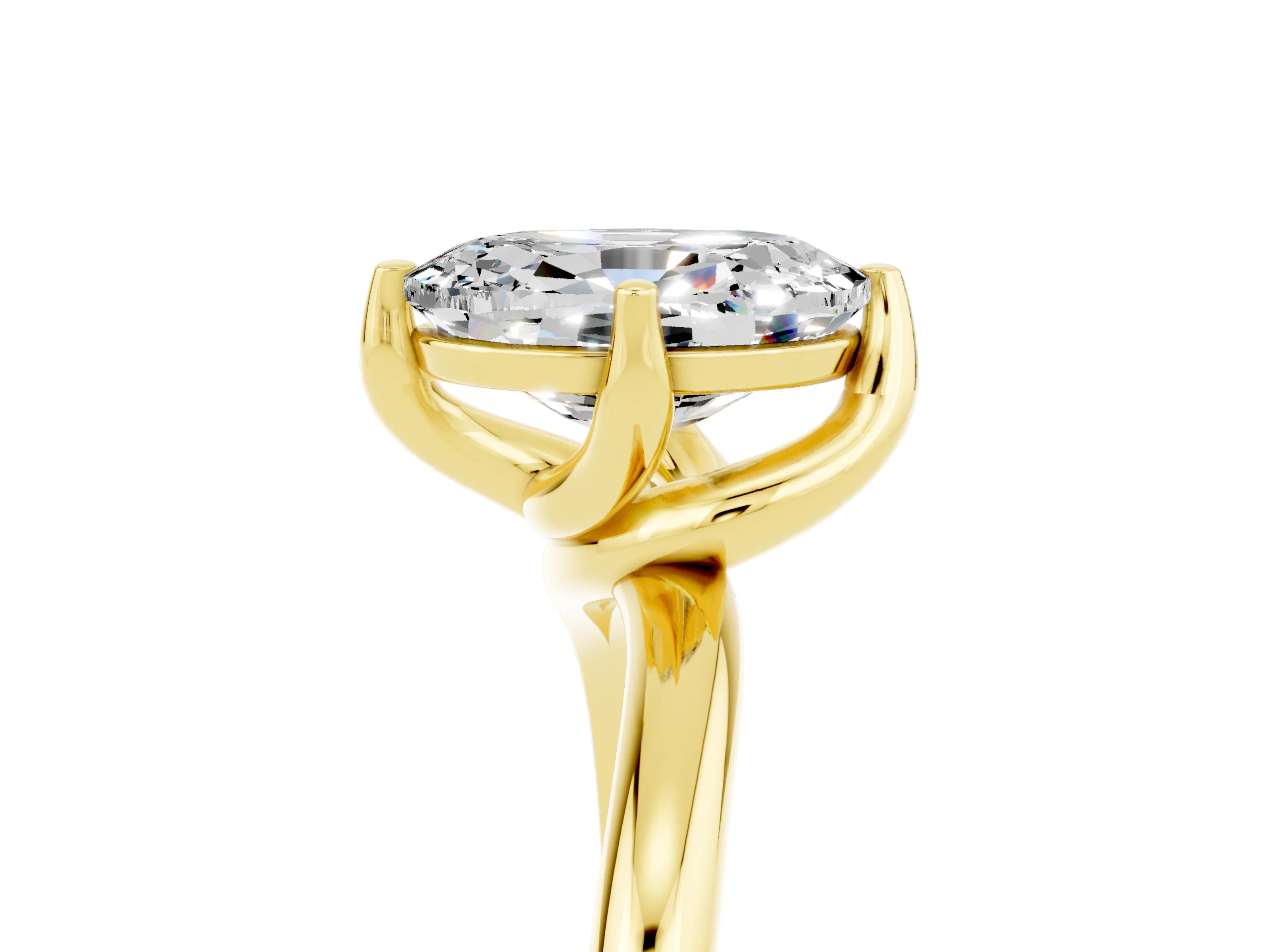 Yellow gold Oval Cut Moissanite Solitaire Engagement Ring with Four-Prong Setting and Classic Band_17