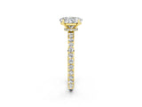 Yellow gold Oval Cut Moissanite Solitaire Engagement Ring with Pavé Band and Four-Prong Setting_2