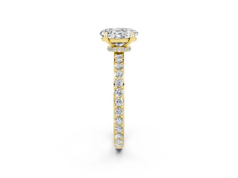 Yellow gold Oval Cut Moissanite Solitaire Engagement Ring with Pavé Band and Four-Prong Setting_2