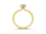 Yellow gold Oval Cut Moissanite Solitaire Engagement Ring with Pavé Band and Four-Prong Setting_3