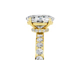 Yellow gold Oval Cut Moissanite Solitaire Engagement Ring with Pavé Band and Four-Prong Setting_5