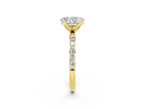 Yellow gold Oval Cut Moissanite Solitaire Engagement Ring with Pavé Band and Prong Setting_2