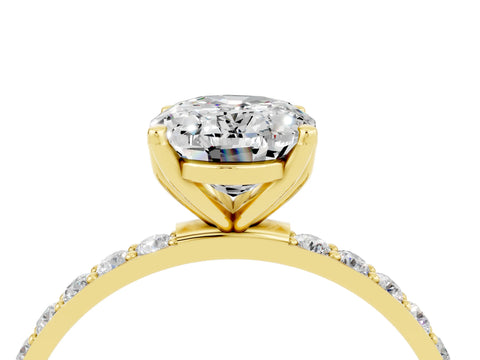 Yellow gold Oval Cut Moissanite Solitaire Engagement Ring with Pavé Band and Prong Setting_4