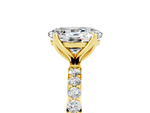 Yellow gold Oval Cut Moissanite Solitaire Engagement Ring with Pavé Band and Prong Setting_5