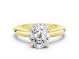 Yellow gold Oval Cut Moissanite Solitaire Engagement Ring with Round Band and Four-Prong Setting