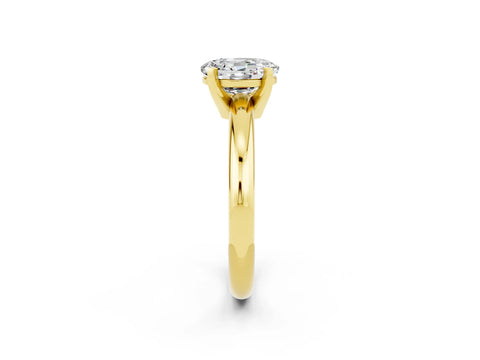 Yellow gold Oval Cut Moissanite Solitaire Engagement Ring with Round Band and Four-Prong Setting_2