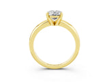 Yellow gold Oval Cut Moissanite Solitaire Engagement Ring with Round Band and Four-Prong Setting_3