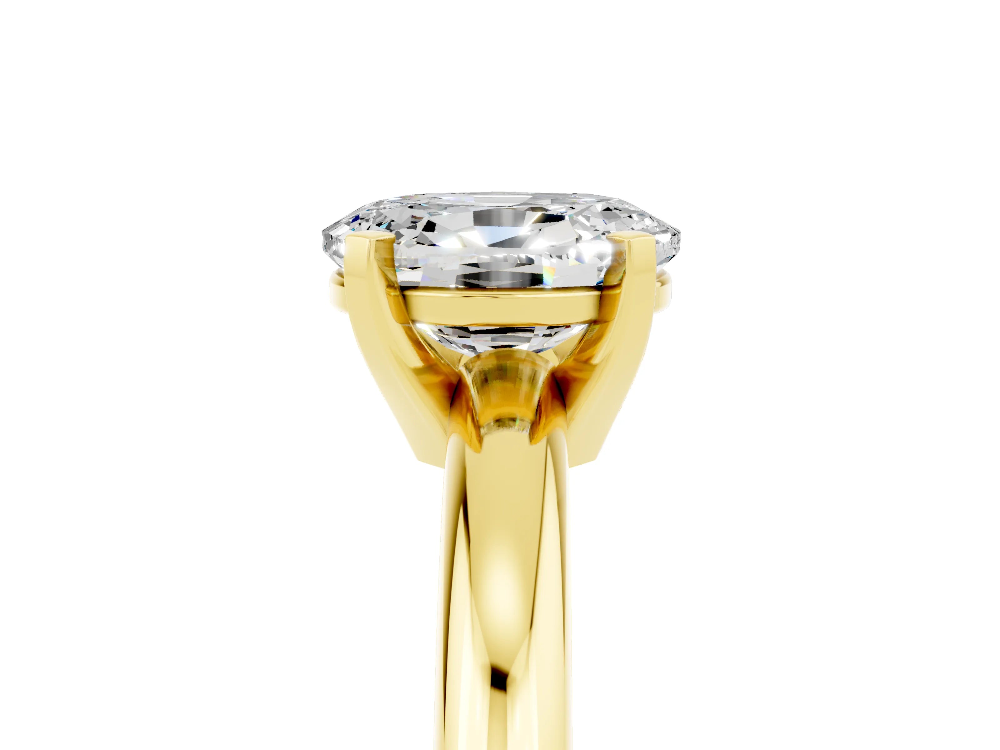 Yellow gold Oval Cut Moissanite Solitaire Engagement Ring with Round Band and Four-Prong Setting_5