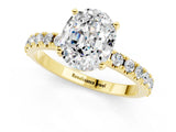 Yellow gold Oval Cut Moissanite Solitaire Pavé Band with Four-Prong Setting_1