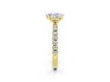 Yellow gold Oval Cut Moissanite Solitaire Pavé Band with Four-Prong Setting_2