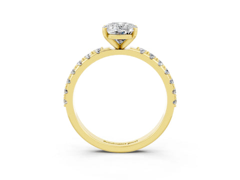 Yellow gold Oval Cut Moissanite Solitaire Pavé Band with Four-Prong Setting_3