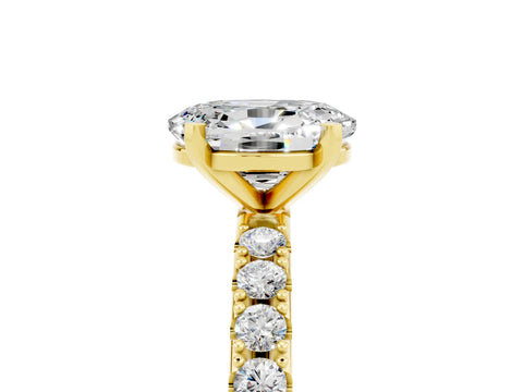 Yellow gold Oval Cut Moissanite Solitaire Pavé Band with Four-Prong Setting_5
