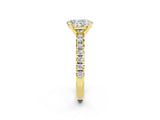 Yellow gold Oval Cut Moissanite Solitaire Pavé Engagement Ring with Round Band and Prong Setting_14