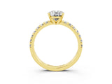 Yellow gold Oval Cut Moissanite Solitaire Pavé Engagement Ring with Round Band and Prong Setting_15