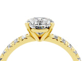 Yellow gold Oval Cut Moissanite Solitaire Pavé Engagement Ring with Round Band and Prong Setting_16