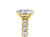 Yellow gold Oval Cut Moissanite Solitaire Pavé Engagement Ring with Round Band and Prong Setting_17