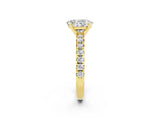 Yellow gold Oval Cut Moissanite Solitaire Pavé Engagement Ring with Round Band and Prong Setting_68