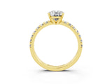 Yellow gold Oval Cut Moissanite Solitaire Pavé Engagement Ring with Round Band and Prong Setting_69