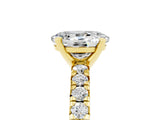 Yellow gold Oval Cut Moissanite Solitaire Pavé Engagement Ring with Round Band and Prong Setting_71