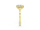 Yellow gold Oval Cut Moissanite Solitaire Ring with Flower Prong Setting and Classic Band_14