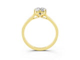 Yellow gold Oval Cut Moissanite Solitaire Ring with Flower Prong Setting and Classic Band_15