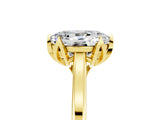 Yellow gold Oval Cut Moissanite Solitaire Ring with Flower Prong Setting and Classic Band_17