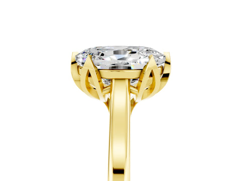 Yellow gold Oval Cut Moissanite Solitaire Ring with Flower Prong Setting and Classic Band_29