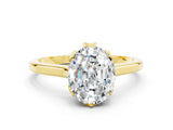 Yellow gold Oval Cut Moissanite Solitaire Ring with Flower Prong Setting and Classic Band_38