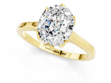 Yellow gold Oval Cut Moissanite Solitaire Ring with Flower Prong Setting and Classic Band_39