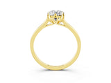 Yellow gold Oval Cut Moissanite Solitaire Ring with Flower Prong Setting and Classic Band_41