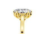 Yellow gold Oval Cut Moissanite Solitaire Ring with Flower Prong Setting and Classic Band_43