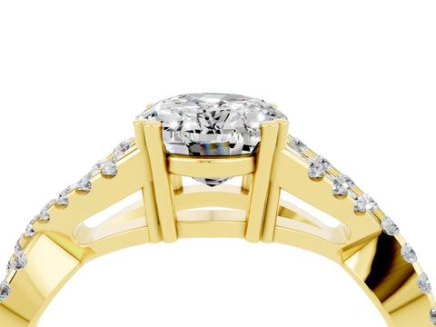 Yellow gold Oval Cut Moissanite Solitaire Ring with Four-Prong Setting and Twisted Pavé Band_4