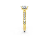 Yellow gold Oval Cut Moissanite Solitaire Ring with Pavé Accents and Four-Prong Setting_2