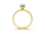 Yellow gold Oval Cut Moissanite Solitaire Ring with Pavé Accents and Four-Prong Setting_3