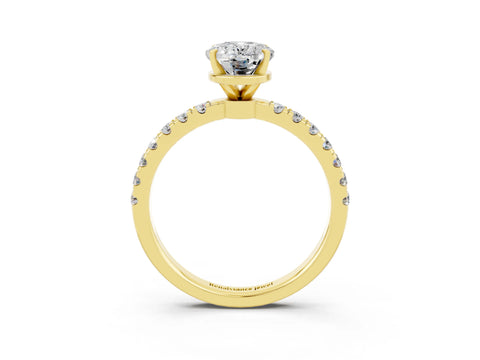 Yellow gold Oval Cut Moissanite Solitaire Ring with Pavé Accents and Four-Prong Setting_3