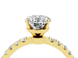 Yellow gold Oval Cut Moissanite Solitaire Ring with Pavé Accents and Four-Prong Setting_4