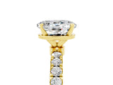 Yellow gold Oval Cut Moissanite Solitaire Ring with Pavé Accents and Four-Prong Setting_5
