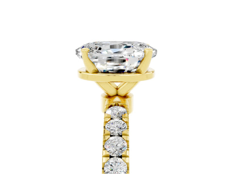 Yellow gold Oval Cut Moissanite Solitaire Ring with Pavé Accents and Four-Prong Setting_5