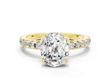 Yellow gold Oval Cut Moissanite Solitaire Ring with Pavé Band and Four-Prong Setting_24