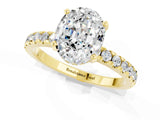 Yellow gold Oval Cut Moissanite Solitaire Ring with Pavé Band and Four-Prong Setting_25