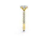 Yellow gold Oval Cut Moissanite Solitaire Ring with Pavé Band and Four-Prong Setting_26